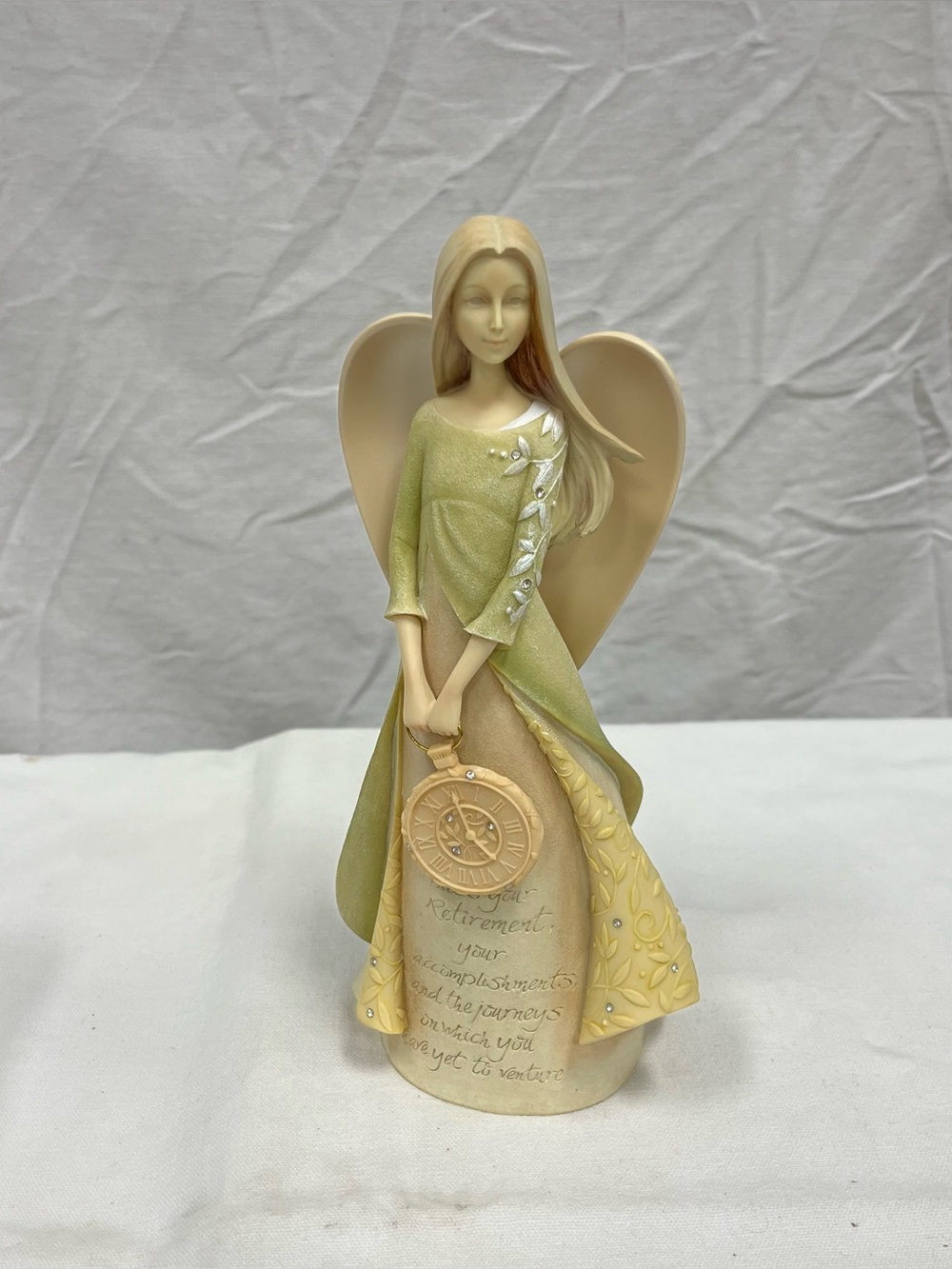 Enesco Angel Figurine in Pale Green and Cream Retirement Blessing